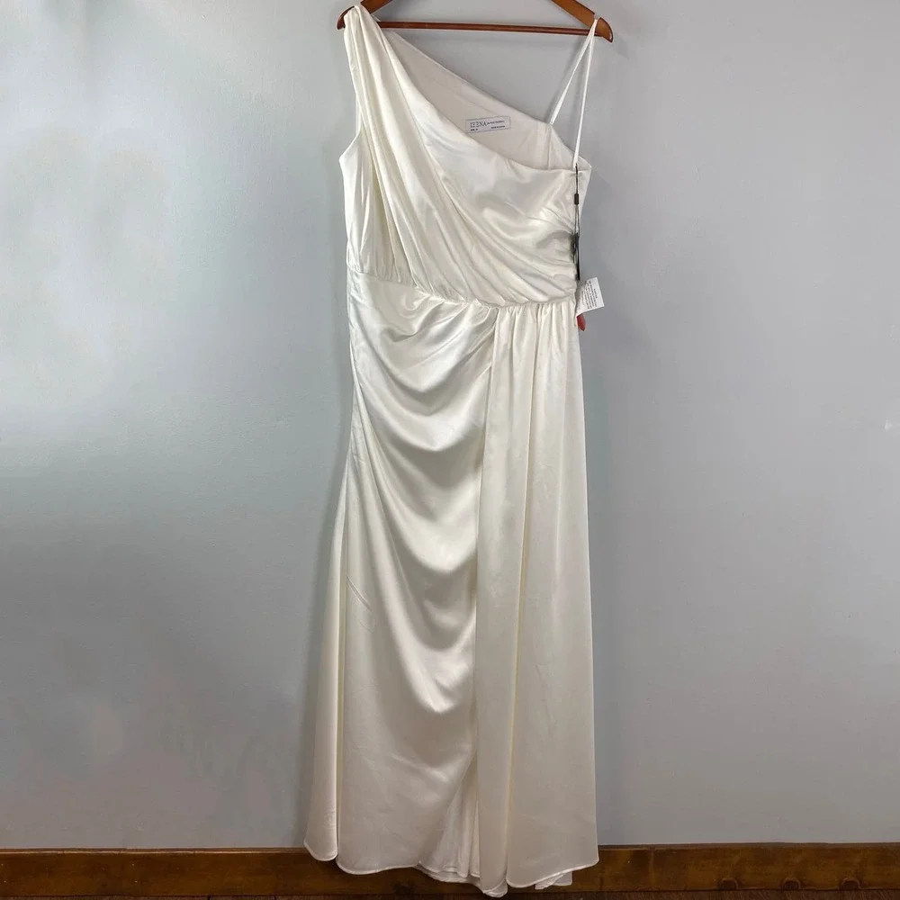 MAC DUGGAL Ieena Draped One Shoulder Satin Gown Size 14 26654 $398 - Picture 5 of 11